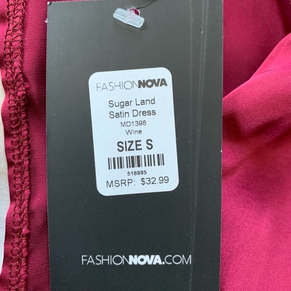Fashion Nova Sugar Land Satin Dress in Wine - Picture 4 of 4